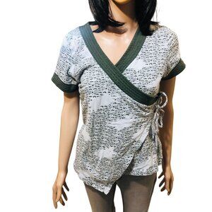 (5 for $25)V-Neck Kimono Wrap Top With Side Tie Short Sleeve Womens Blouse